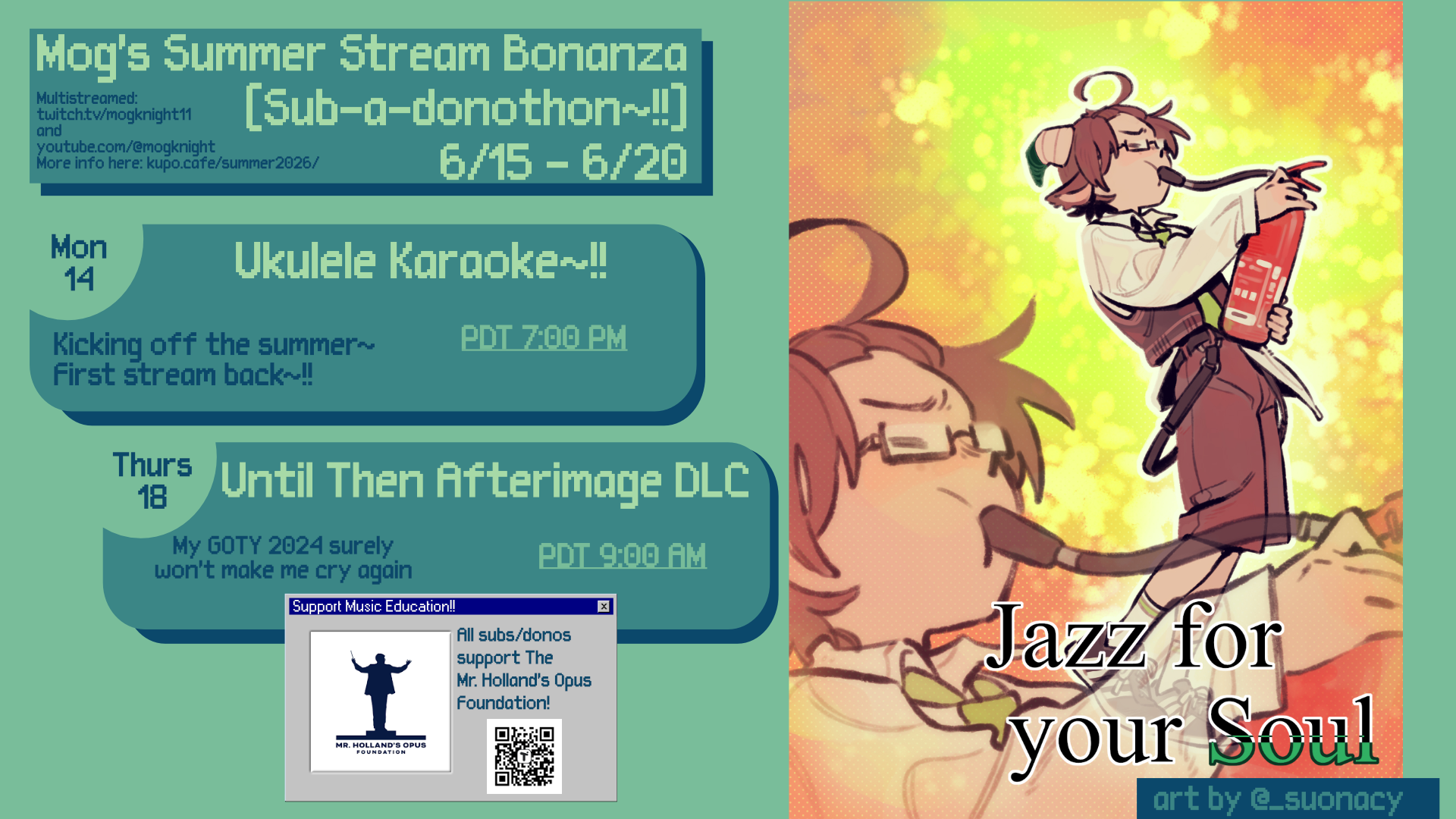 Mog's Summer Bonanza Schedule Week 1