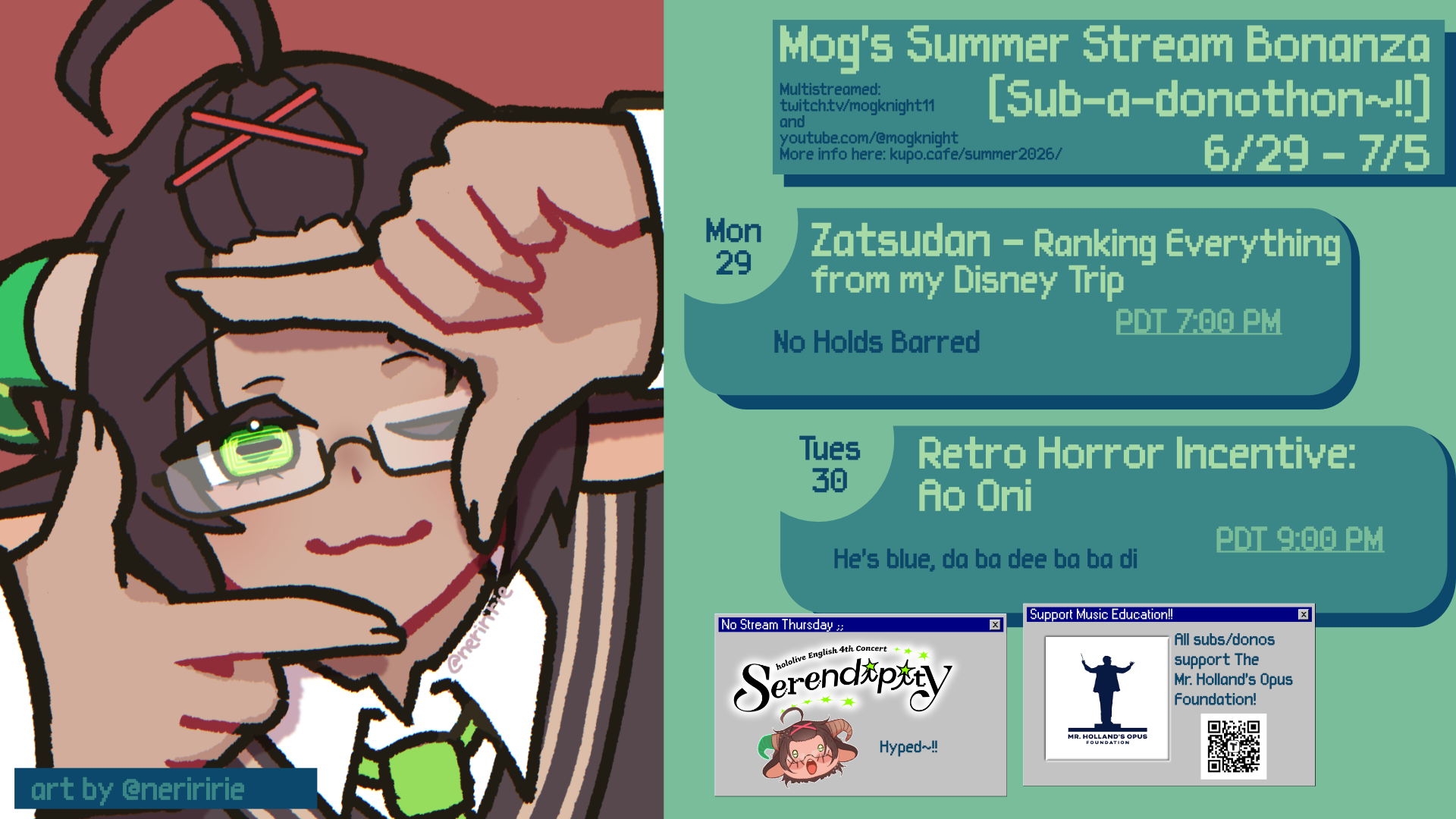 Mog's Summer Bonanza Schedule Week 2