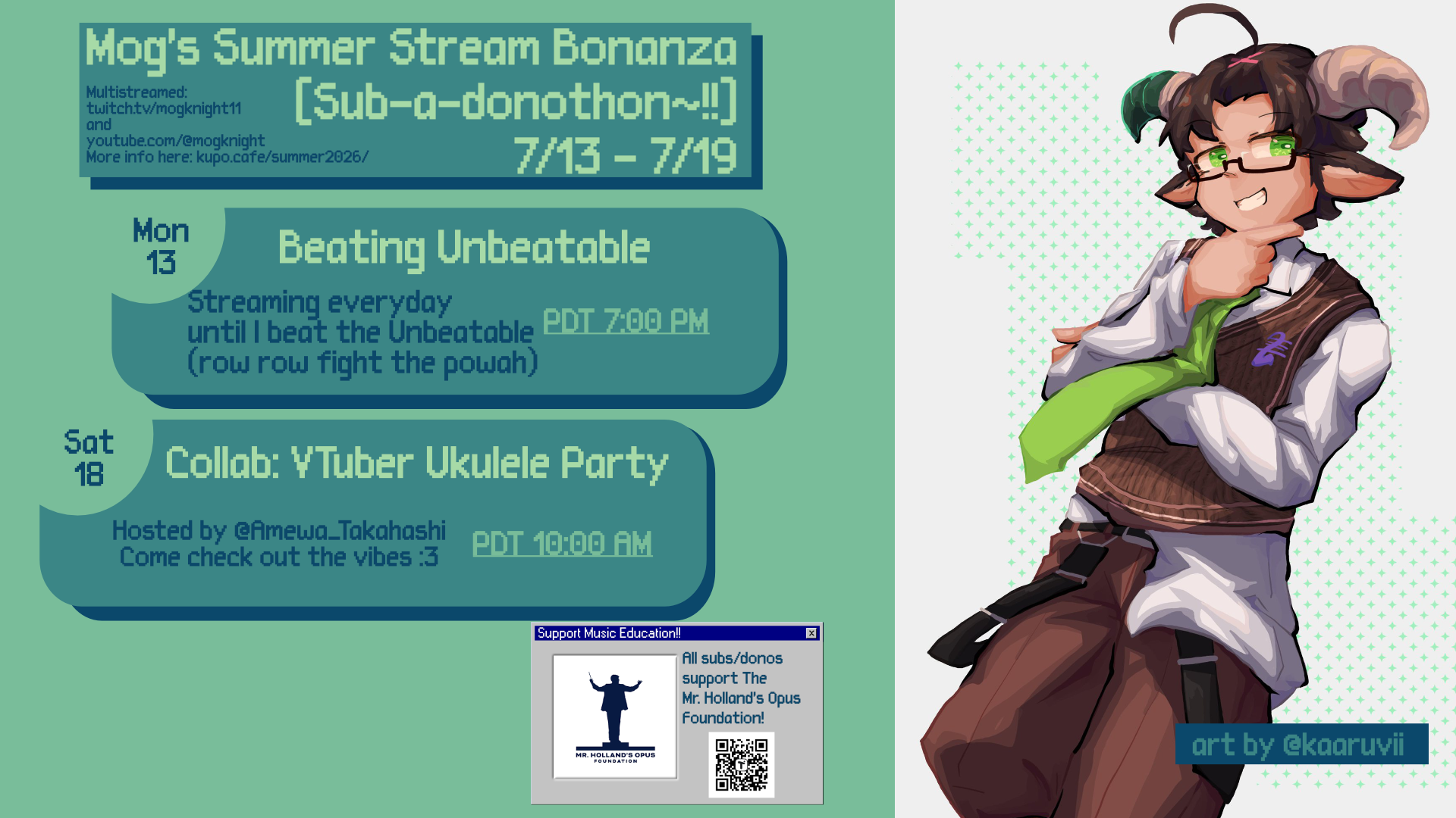 Mog's Summer Bonanza Schedule Week 5