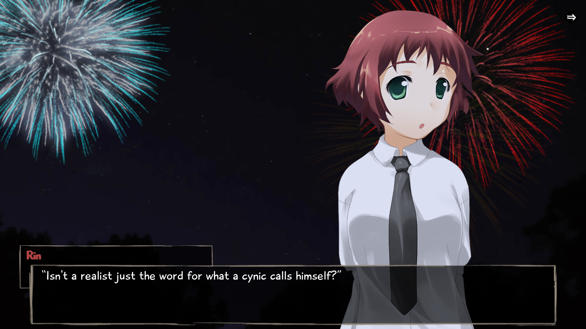 Rin saying 'isn't a realist just the word for what a cynic calls himself'